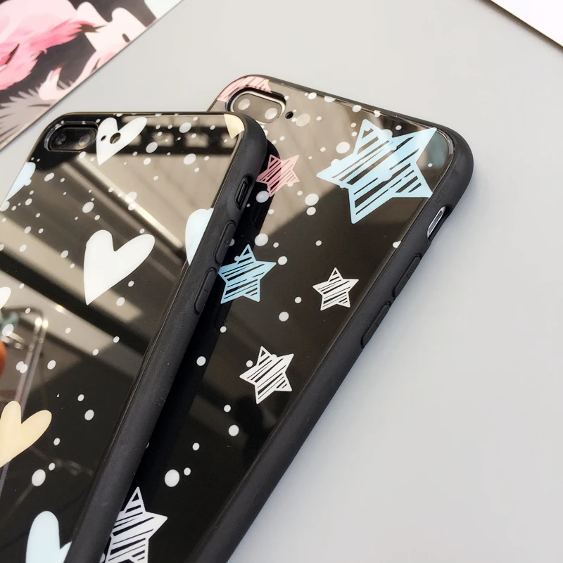 Черный Стекло чехол для iPhone X 10/8 plus, 7, 7Plus закаленное Стекло для iPhone 6 6 S plus чехол lover Кот яркий экран из закаленного стекла