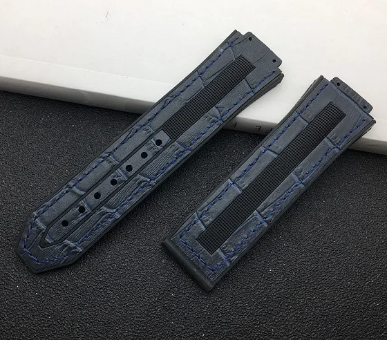 7 dark blue Чёрный; Коричневый Красный 25*17 мм лошадь Корова кожа резиновая силиконовая ремешок для часов для Hublot ремешок Big bang ремень Аутентичные - Цвет ремешка: 7 dark blue
