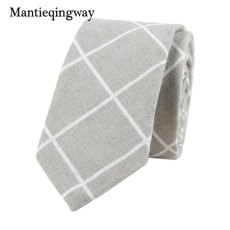 Mantieqingway 6 см хлопок + лен галстук для мужчин черно-белый полосатый бизнес-стиль