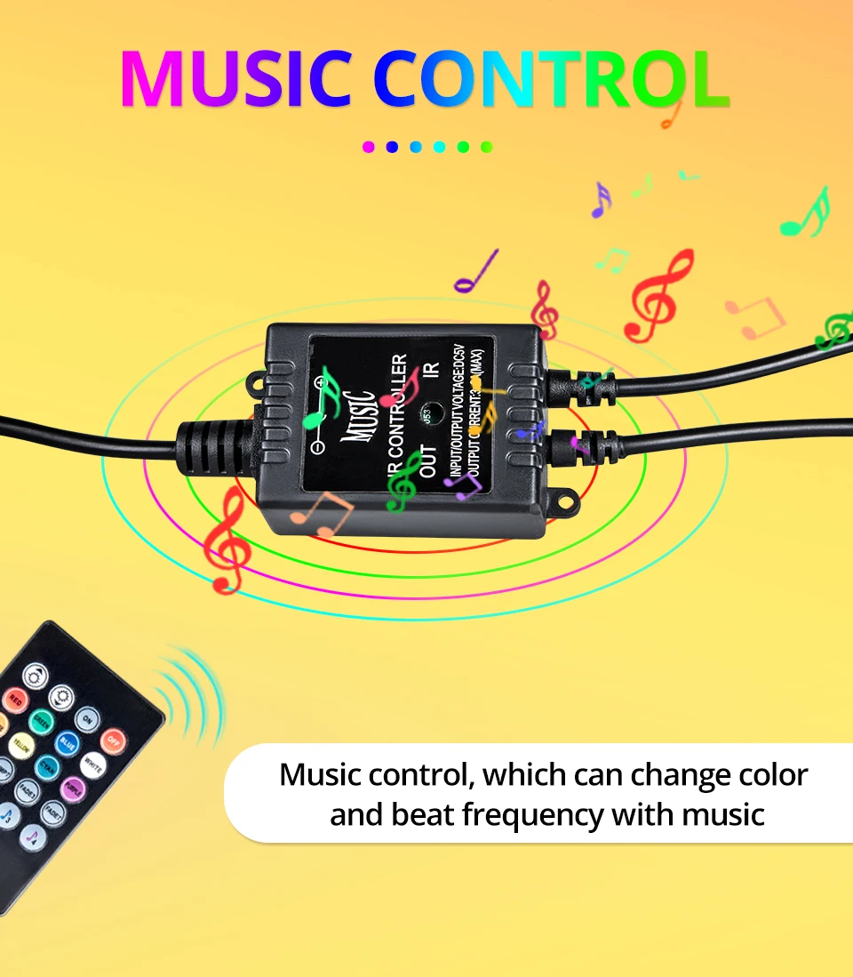 1 м 2 м 3 м 4 м 5 м RGB ночные светильники с Музыкальный датчик контроллер SMD 5050 60 светодиодов/м Диодная Светодиодная лента ТВ ПК подсветка экрана