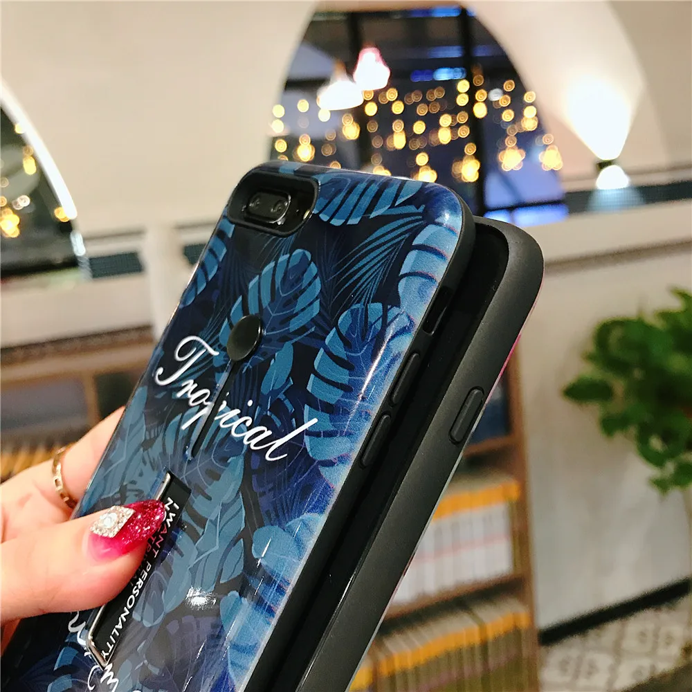 For Apple iPhone X XS MAX Classic Retro Flower Leaf Silicone Ring Phone Cases 6 6s 7 8 Plus Hide Stand Holder Cover |