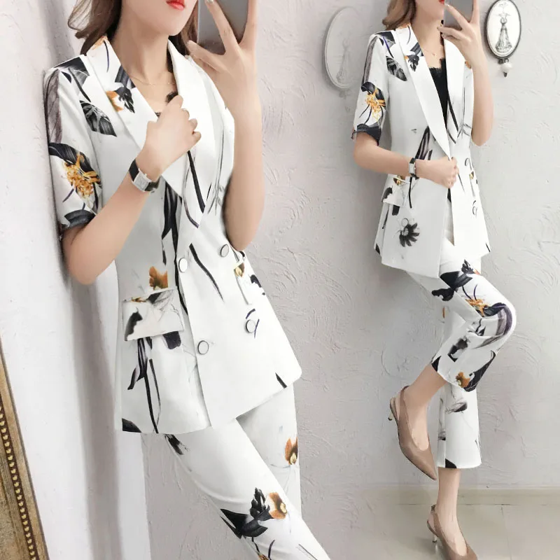 

Spring Goddess 2 Piece Set Women Floral Print Women's Summer Suit Elegant Year-old Female Costume Ol Conjunto Feminino Ukraine