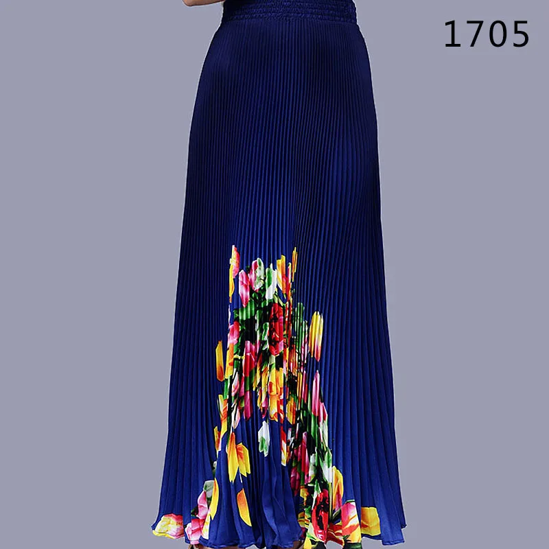 Женская плиссированная юбка в стиле ретро Длинная тонкая макси с цветочным