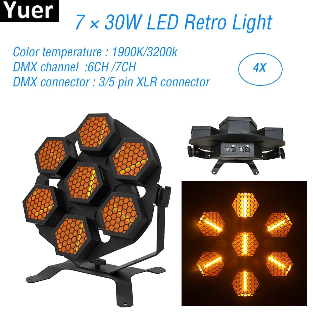 

4Pcs/Lot 7x30W LED Retro Flash Stage Lights DMX LED Flat Par Lights Disco DJ Club KTV Family Party Light Show Stage Effect Light