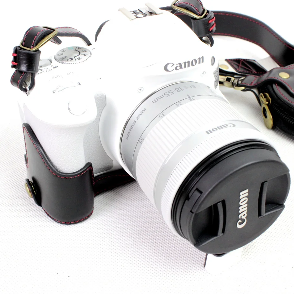 Высококачественный Роскошный кожаный чехол для камеры Canon 200D защитный с плечевым