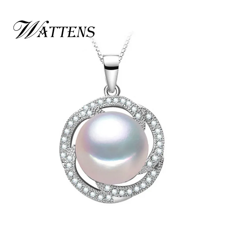 

WATTENS Pearl Jewelry,100% natural Pearl Pendant sterling silver jewelry Necklace for women gift Free Shipping