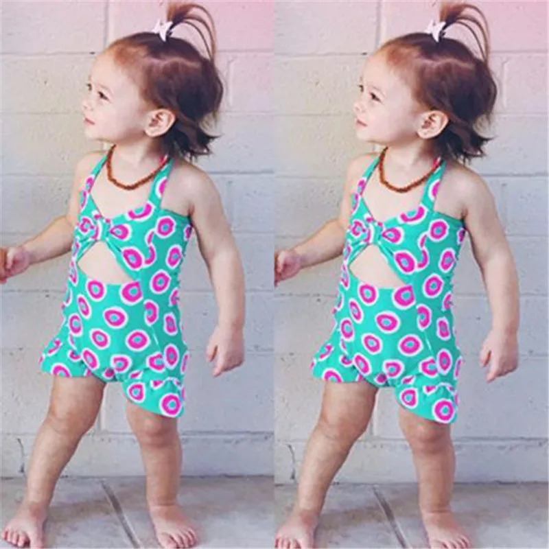 Милый купальник-бикини с принтом кругов для маленьких девочек 2018 купальник
