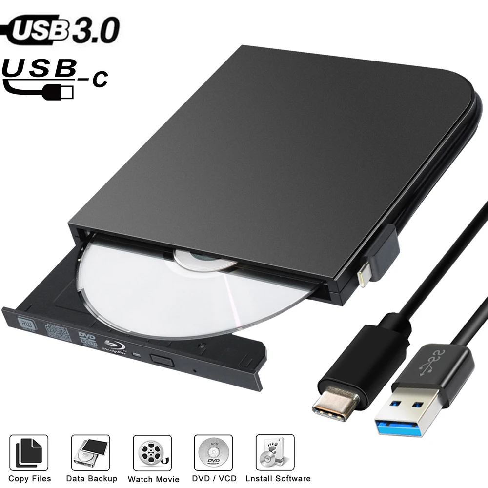 Универсальный внешний привод USB 3 0 Type C для DVD/CD/ VCD горелки RW SVCD оптический Mac/PC/Apple