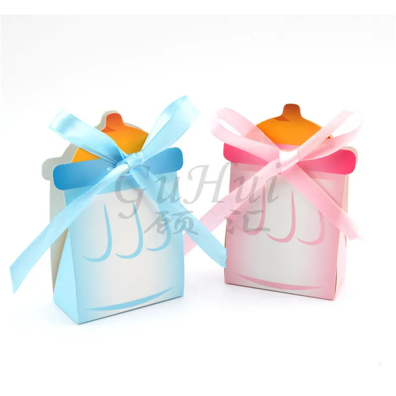 50 шт./лот бутылка для молока коробка конфет розовый девочка синий мальчик душ