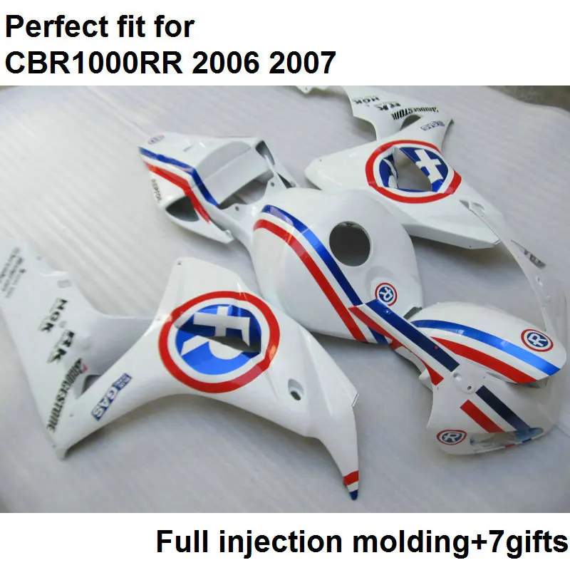 Новый набор обтекателей мотоцикла для Honda injection CBR1000RR 2006 2007 Обтекатели из белого