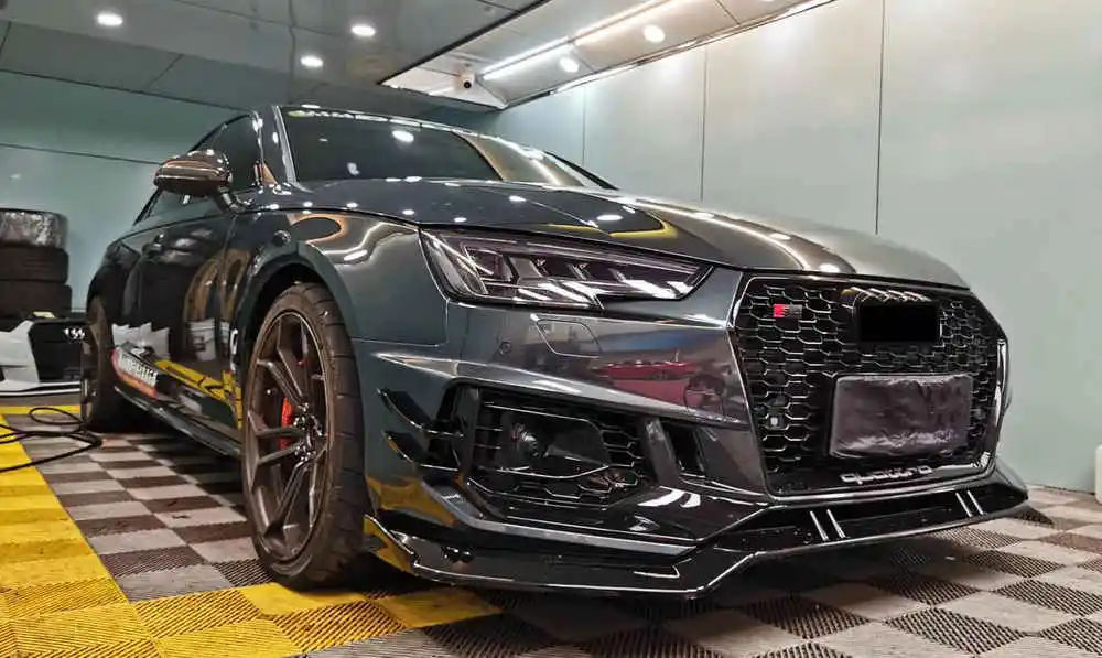RS4 кузова автомобиля ABT наборы кузова для Audi RS4 передний бампер+ гриль/передний бампер+ черная сетка гриль+ Реальные углеродного волокна передняя губа