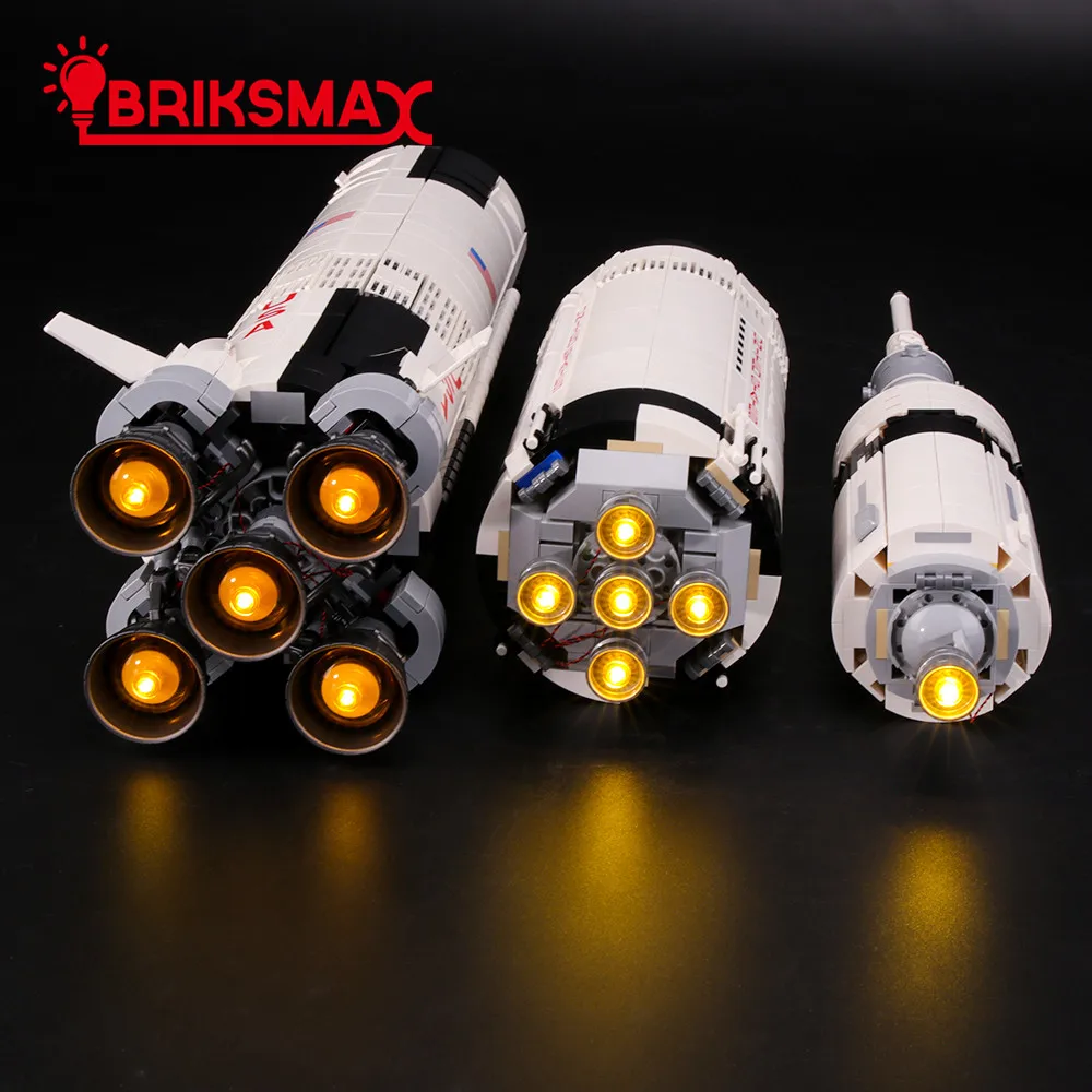 BriksMax светодиодный осветительный набор для идей Apollo Saturn V строительные блоки, совместимые с 21309(не включая модель