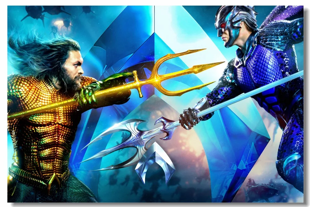 Пользовательские холст настенная живопись DC плакат супергероя Aquaman VS King Orm
