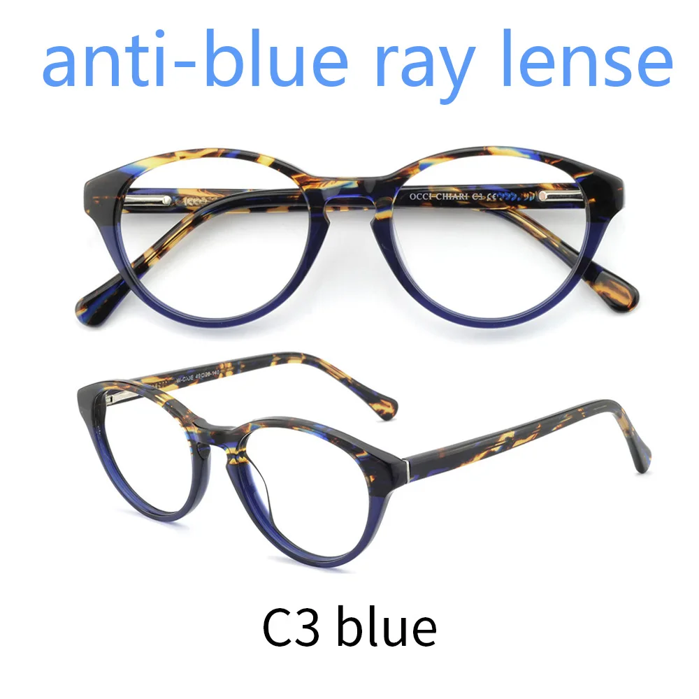 C3 blue anti ble Прозрачные круглые очки, прозрачная оправа для женщин, близорукость, оправа для очков, оптическая оправа, прозрачная, анти-синяя, OCCI CHIARI W-CIOE - Цвет оправы: C3 blue anti ble