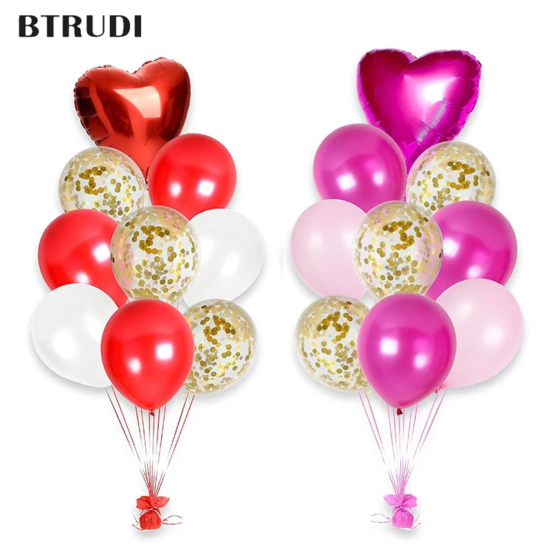 2 комплекта розовый красный с Днем Святого Валентина конфетти воздушные шары