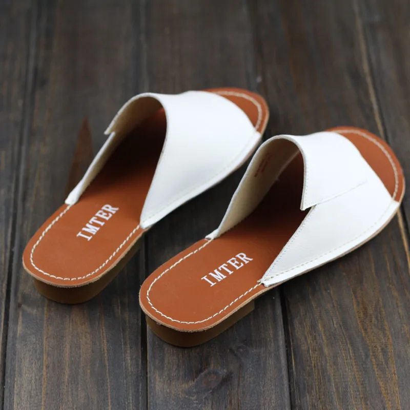 Women's Summer Slippers 100% Authentic Leather Women Sandals Beach Slides Female Footwear | Обувь