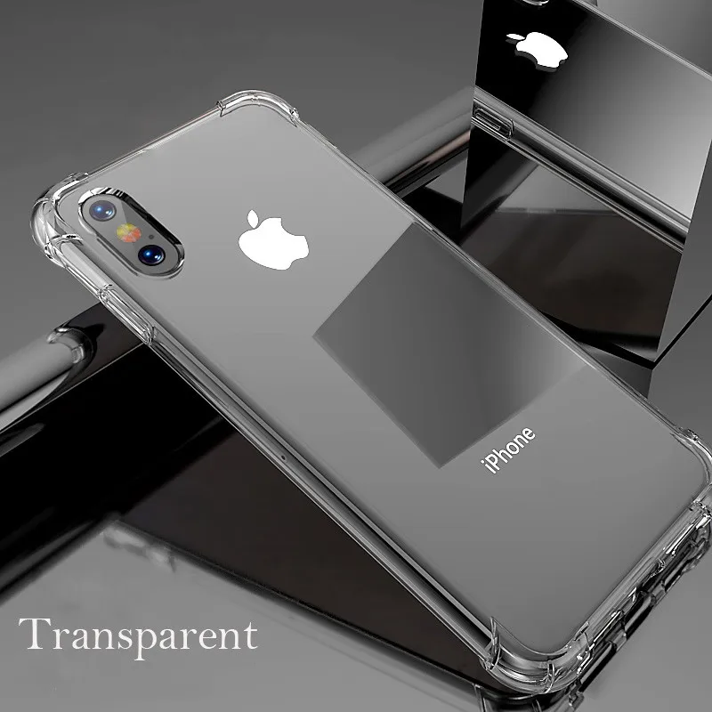 Transparent Роскошный противоударный чехол для iPhone XS Max X 10 XR iPhone 6s 6 6plus 6s Plus iPhone 7 8 7Plus 8Plus HD Прозрачная защитная задняя крышка - Цвет: Transparent