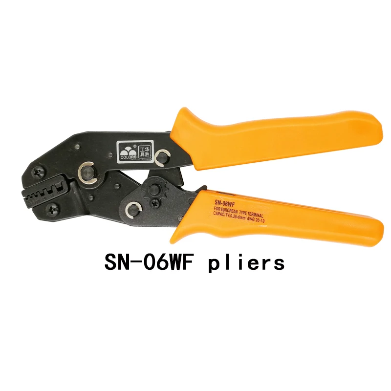 Цветные SN-06WF обжимные плоскогубцы 0,25-6 мм2 23-10AWG с 1020 наконечниками SN-02WF/05WF/16WF плоскогубцы 0,14-16mm2 инструменты - Цвет: SN-06WF pliers