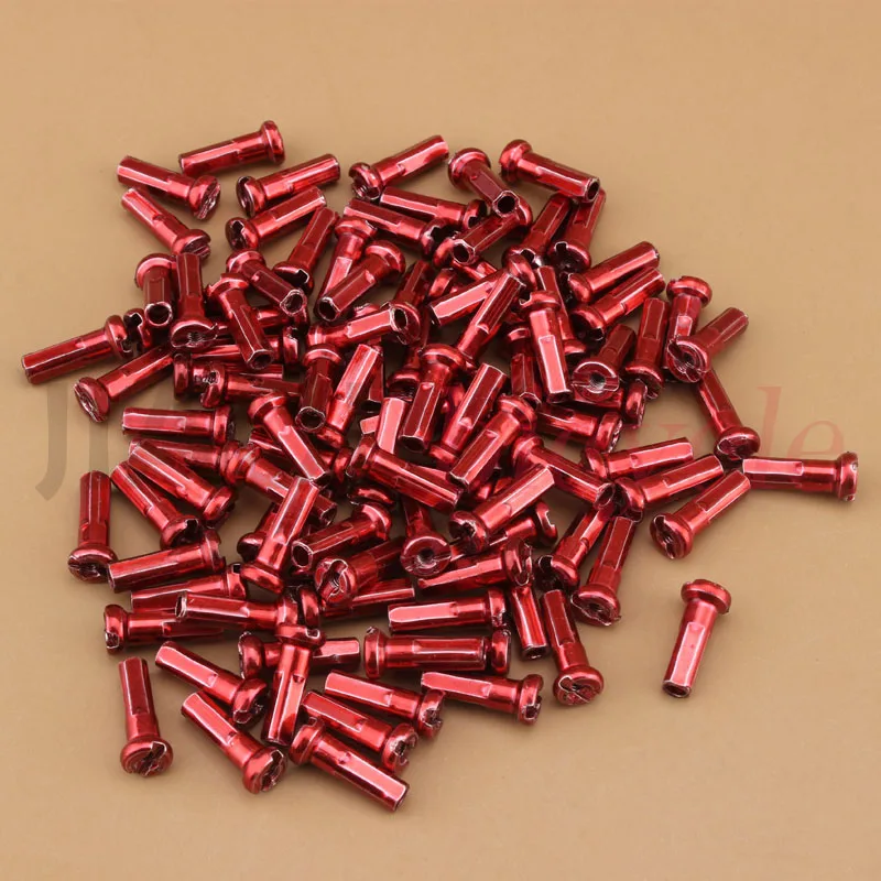Red 50Pcs MUQZI 50 шт. MTB велосипедные спицы s 14 мм железные наконечники для велоспорта Медь Серебро спицы колпачки соски для верховой езды красочные аксессуары - Цвет: Red 50Pcs