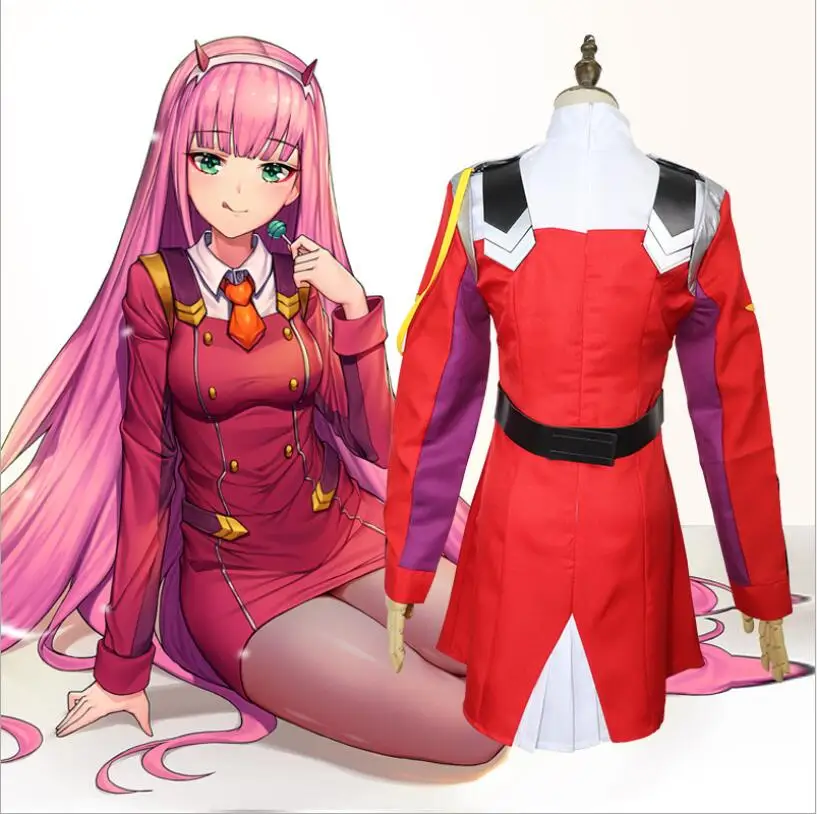 DARLING 02 Zero Two Косплей Костюм DARLING in the FRANXX Косплей DFXX женский костюм в стиле косплей полный комплект(платье+ головной убор