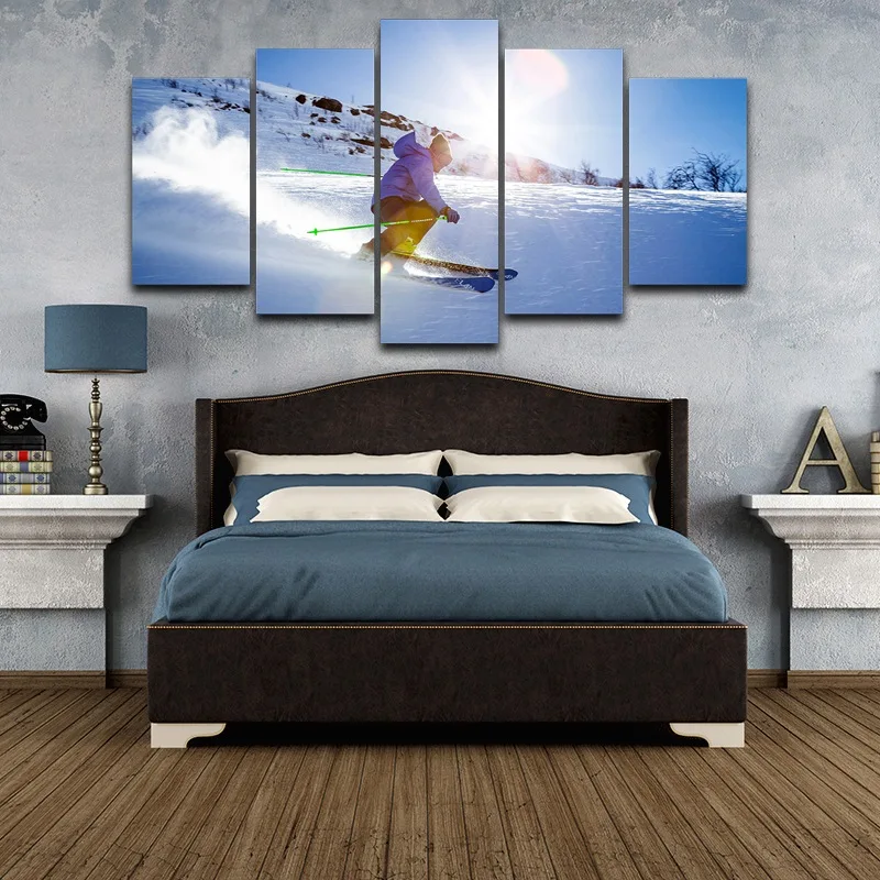 Настенная картина в рамке для катания на лыжах фотография искусство рисунок