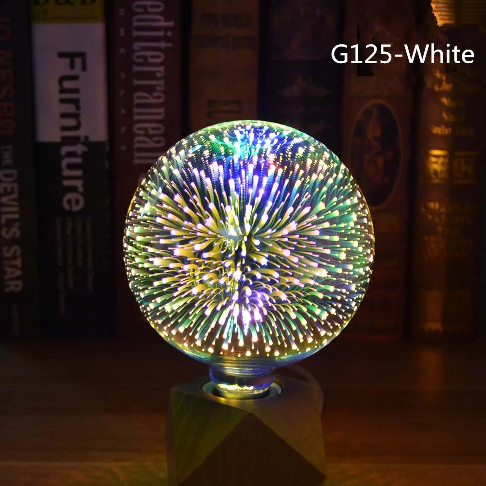 G125-White E27 3D украшения Фейерверк лампы накаливания Винтаж Edison ЛАМПЫ Новинка Рождественская светодиодная лампочка накаливания свет 110 V 220 V - Цвет: G125-White