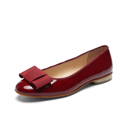 wine red 3 цвета размера плюс; большие размеры 33-42, женские туфли на плоской подошве с Туфли-лодочки из лакированной кожи; без застежек; балетки на плоской подошве; модные повседневные мягкие удобные балетки с бантом; Лидер продаж - Цвет: wine red