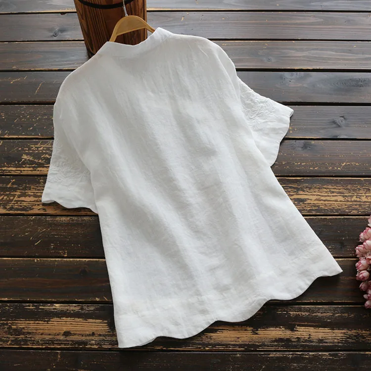 Винтажное вышитое хлопковое белье сплошной цвет женский воротник стойка