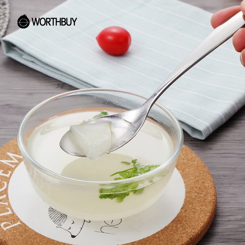 WORTHBUY 4 шт./компл. набор кухонных столовых ложек с длинной ручкой 304 десертный