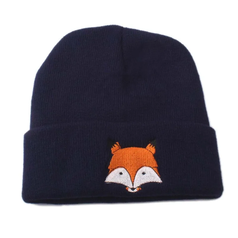Winter Adult Unisex Knit Cartoon Fox Beanies Cap for Women High Quality Breathable Keep Warm Soft Hats Man Parent child Cap W20