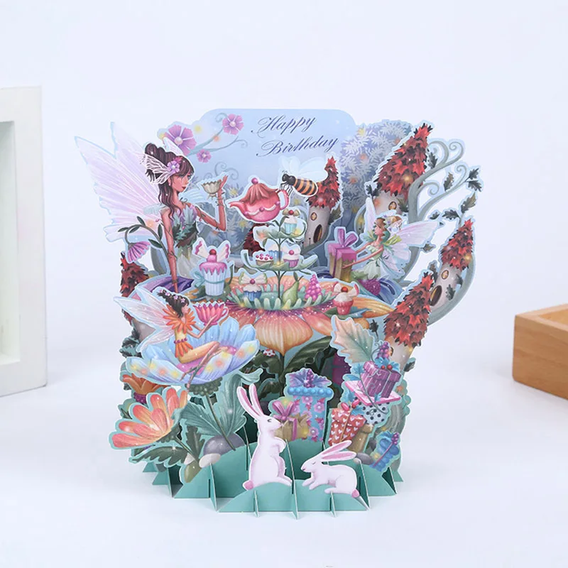 Flower Faerie 3D всплывающие открытки-приглашения на свадьбу вечерние приглашения детский душ Подарки Свадебные поздравительные открытки юбилейные подарки открытка с единорогом - Цвет: Flower Faerie