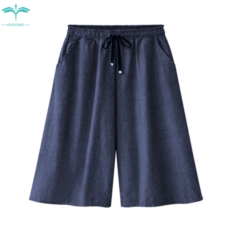 

OUMOWEI Women's Shorts Fashion New Wide Leg Shorts Summer Thin Section Casual Shorts High Waist Loose Denim Shorts M-6XL Size