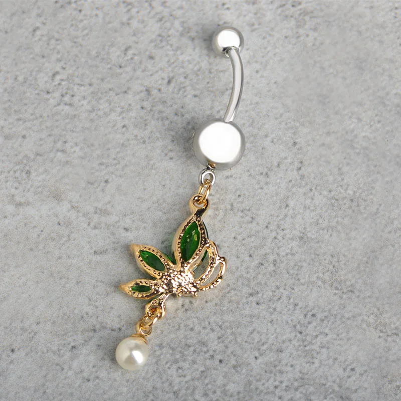 Funmor Exquisite Butterfly Shape Navel Button Rings Crystal Body Jewelry Women Girls Summer Club Bikini Decoration Accessories | Украшения