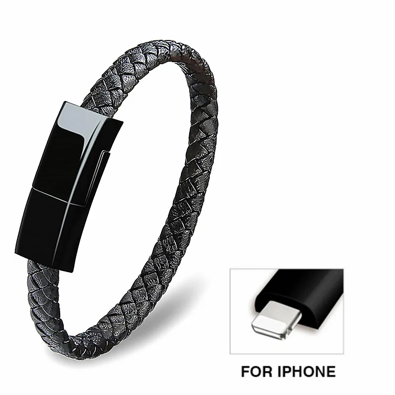 22cm for iPhone Открытый браслет USB кабель питьевой Зарядное устройство для зарядки и передачи данных линия микро Тип C 8 pin Интерфейс для iPhone Android мобильный телефон - Цвет: 22cm for iPhone