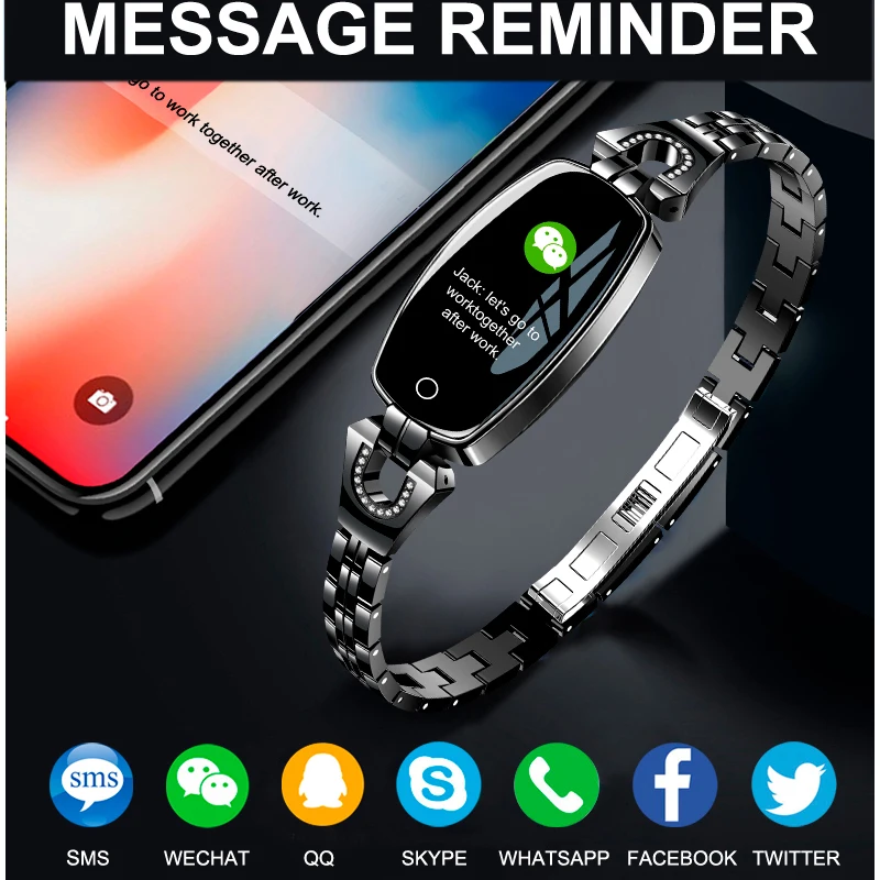 Женские Смарт часы H8 умный Браслет Монитор артериального давления пульса фитнес