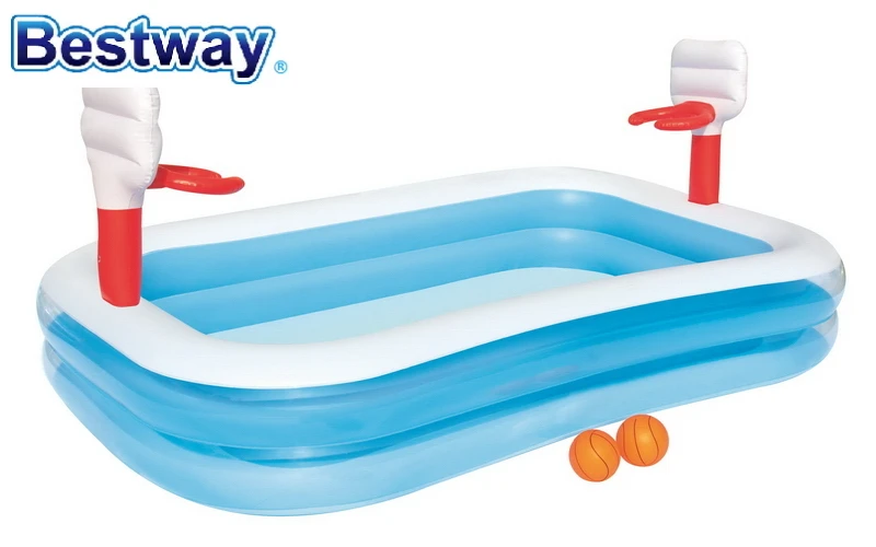 54122 Bestway 2,51 м x 1,68 м x 1,02 м Баскетбол игровой бассейн 8'" x66" x4" Баскетбол развлечения надувной бассейн мяч для детской ванны бассейн