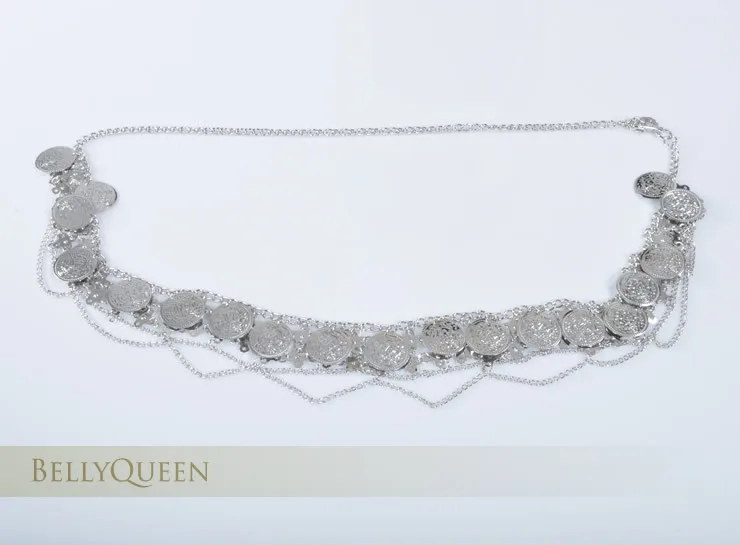 Большой пояс для танца живота металлический шарф в виде монет цыганский костюм с