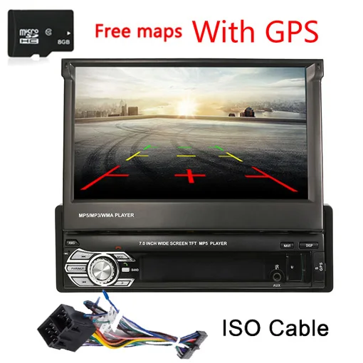 With GPS ISO Автомобильный радиоприемник стерео gps Универсальный " Скользящий сенсорный экран 1DIN пульт дистанционного управления FM Bluetooth MP3 MP5 Аудио видеоплеер - Цвет: With GPS ISO