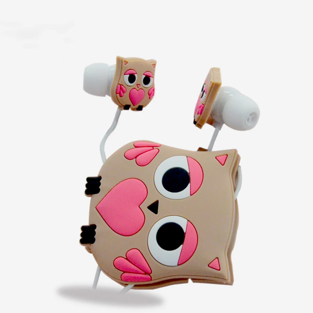 Moear Cute 3.5mm Cartoon Owl 3D Stereo Earphones Kids Wired Earbuds Headsets with Winder | Электроника