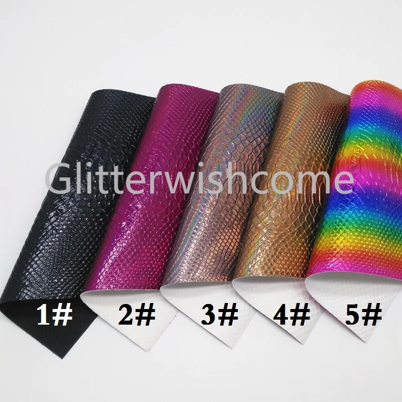 Glitterwishcome 21X29 см A4 размер винил для бантов переливающееся тиснение змеиная кожа Fabirc искусственная кожа листы для бантов, GM333A