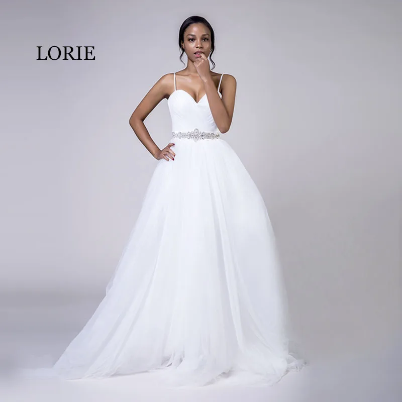 LORIE свадебное платье размера плюс на тонких бретельках белое Тюлевое с бисером и