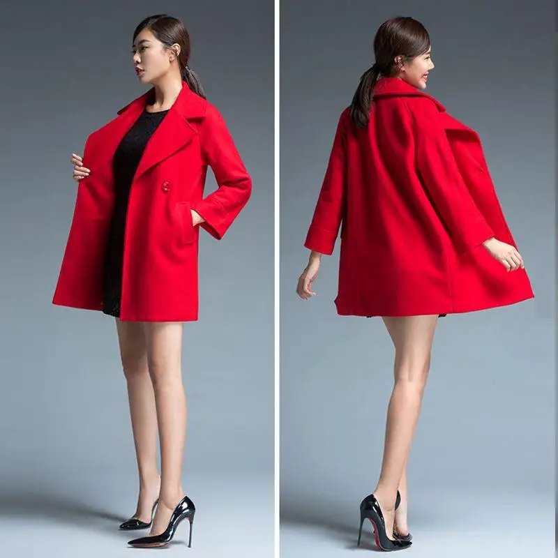 Женское шерстяное пальто повседневное большого размера 2XL 7XL|manteau femme|woolen coatwoolen