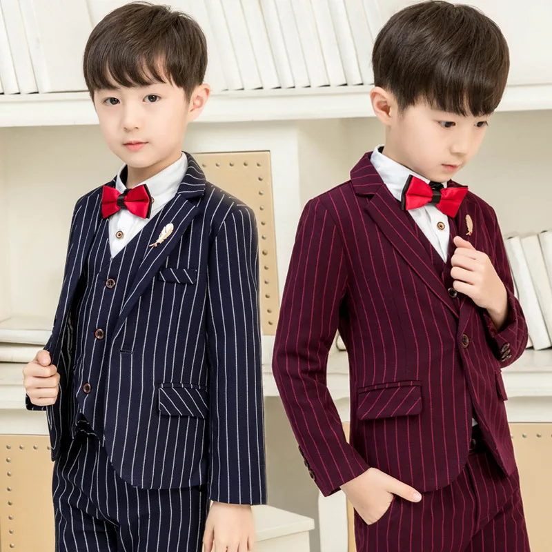 

Boys Suits Set for Weddings Kids Blazer Vest Pants 3Pcs Clothing Set Brand Cotton Children Formal Suits Performance Costume F258