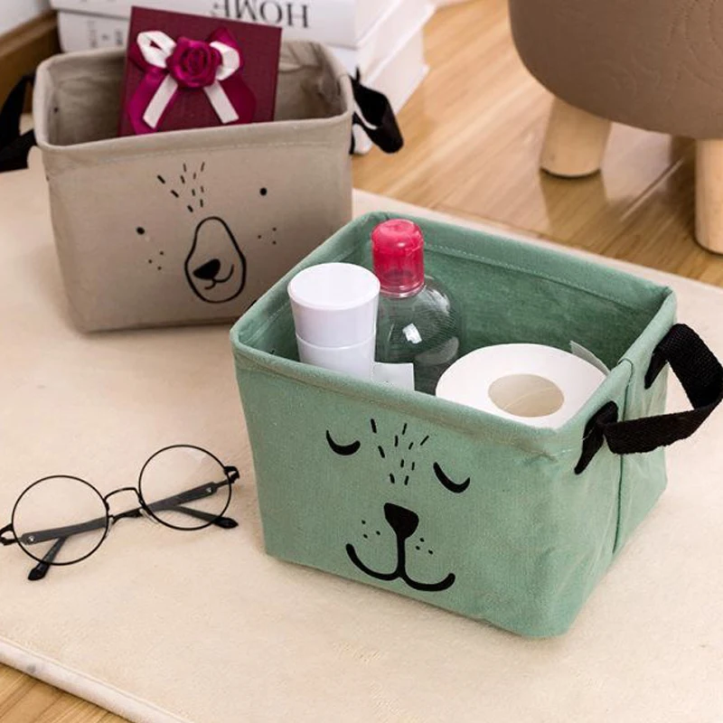 Коробка для хранения косметики модное хлопковое Льняное pe покрытие медведь