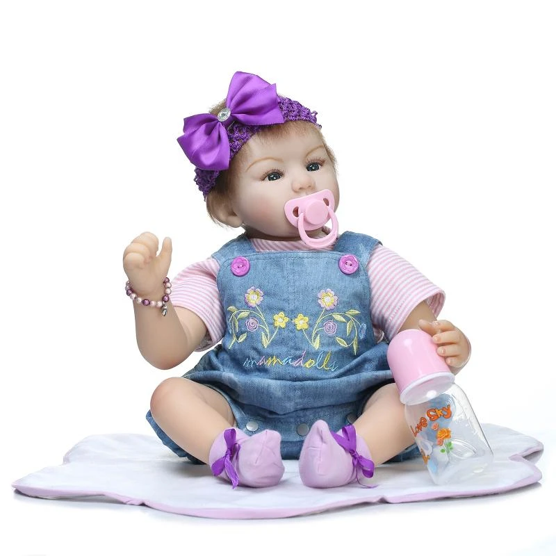 55 см/22 &quotlifelike фиолетовый заставку Джинсы для женщин одежда Reborn Куклы Soft Touch