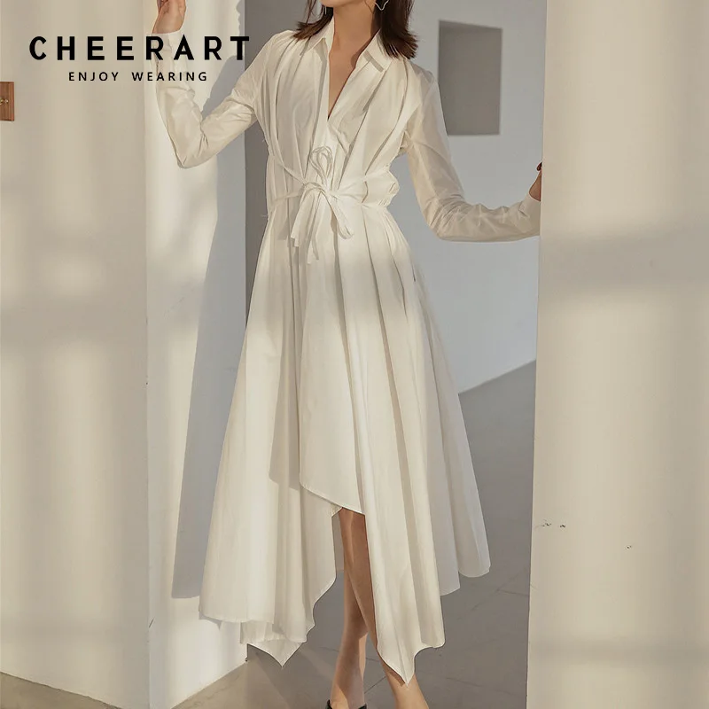 Длинное платье Cheerart женское асимметричное Бандажное платье-рубашка с длинным