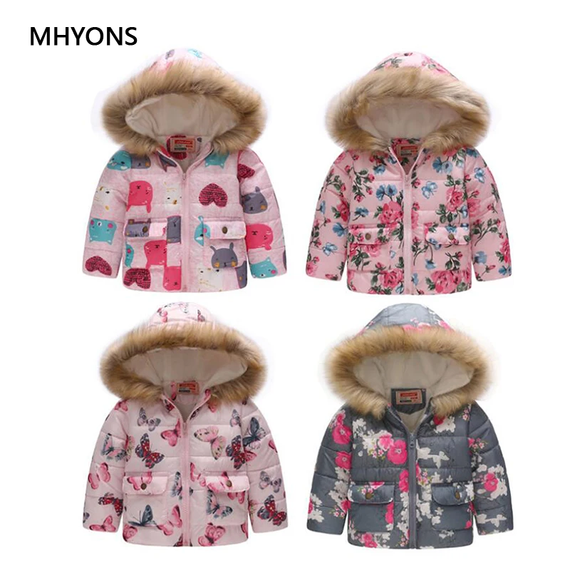 Зимнее пальто для девочек 2018 Осенняя куртка детей зимнее Хеллоу Китти детская