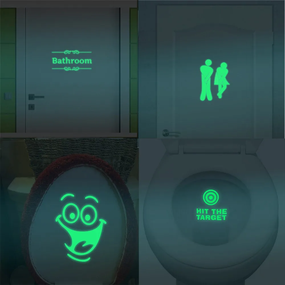Светящиеся наклейки для ванной комнаты унитаза флуоресцентные на стену ПВХ