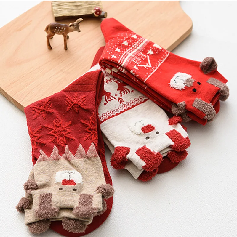 3 пар/компл. новые зимние теплые Рождественские Носки с рисунком оленя олень