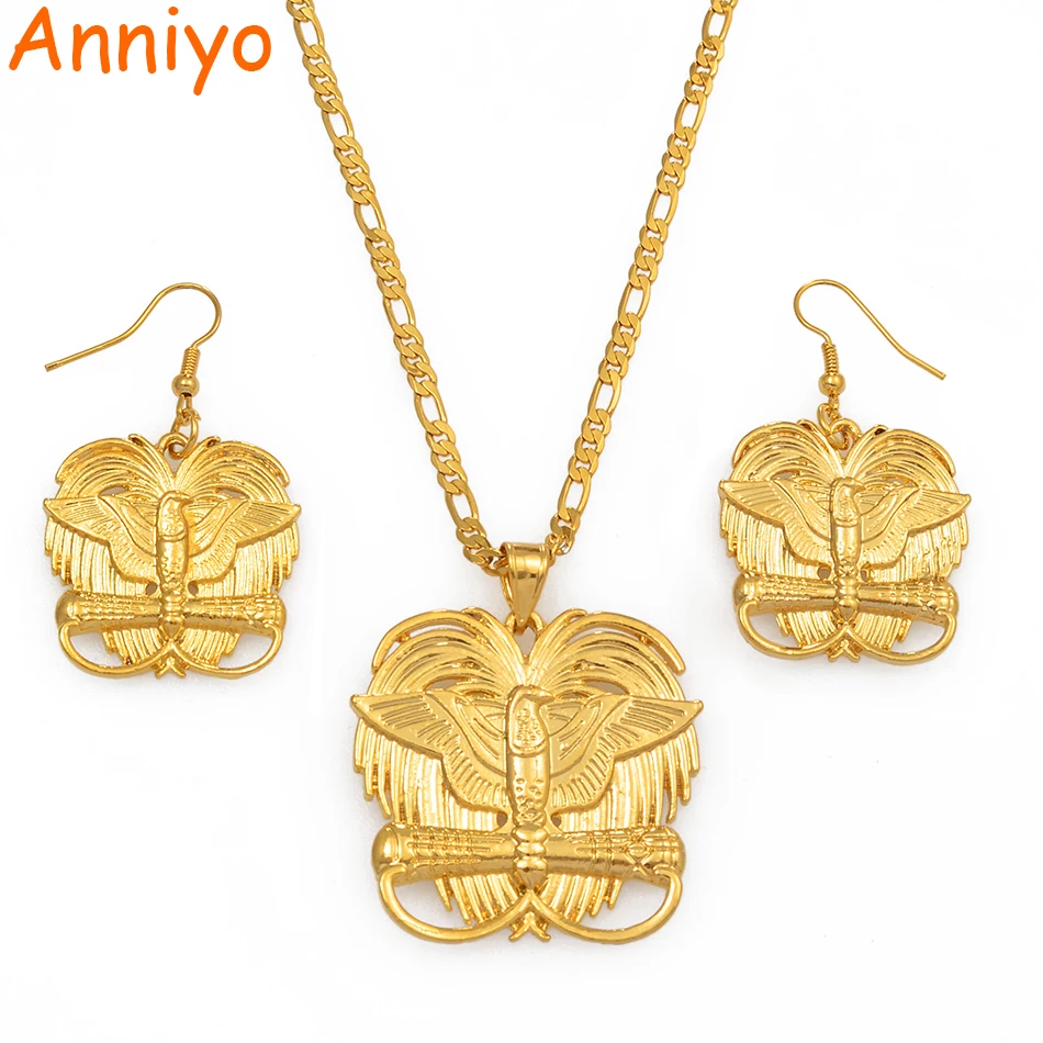 Anniyo цвета золота райская птица кулон ожерелья для женщин Папуа Новой Гвинее Jewelry